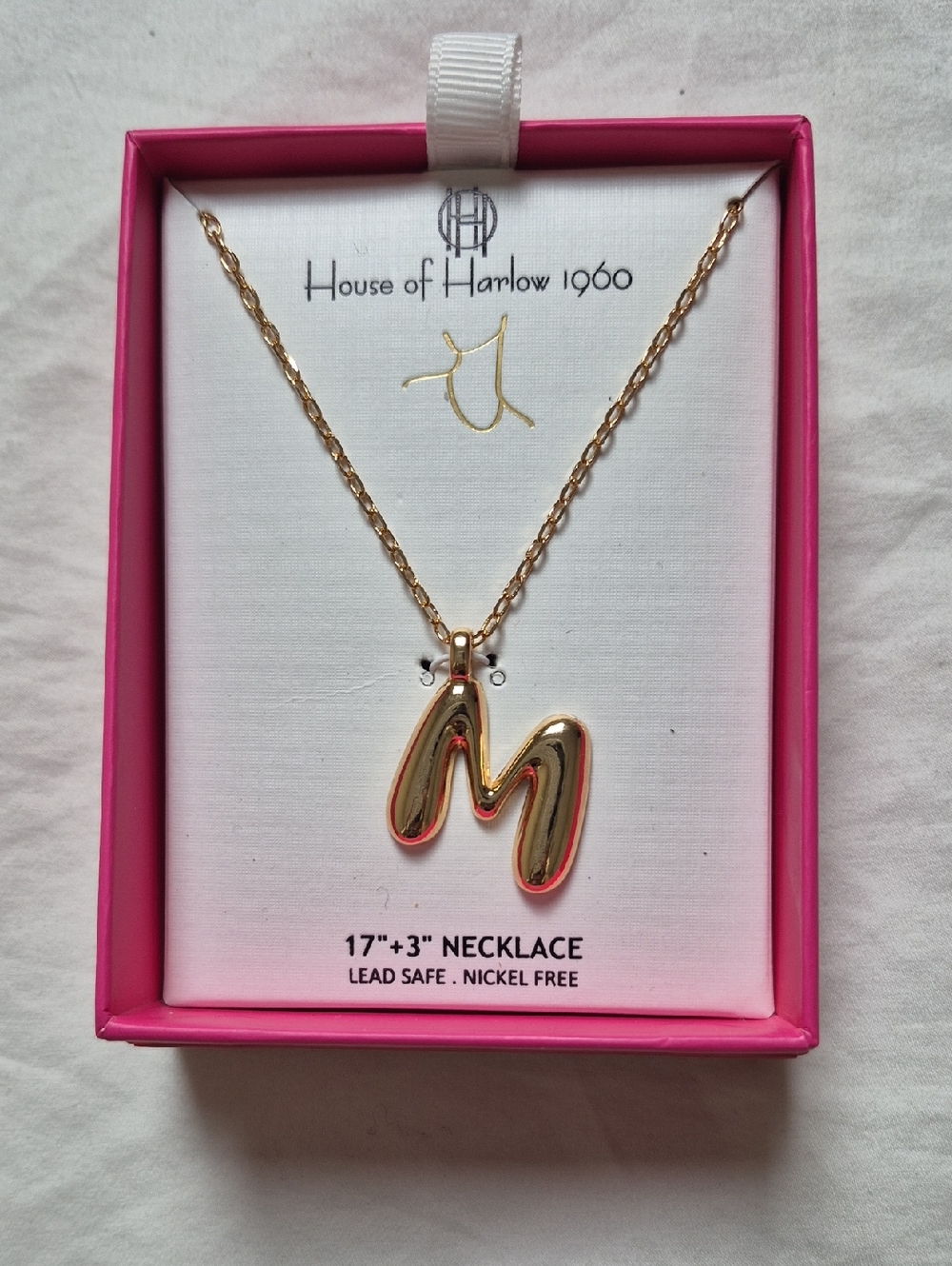 House of Harlow 1960 Gold-tone 'M' Monogram Pendant Necklace